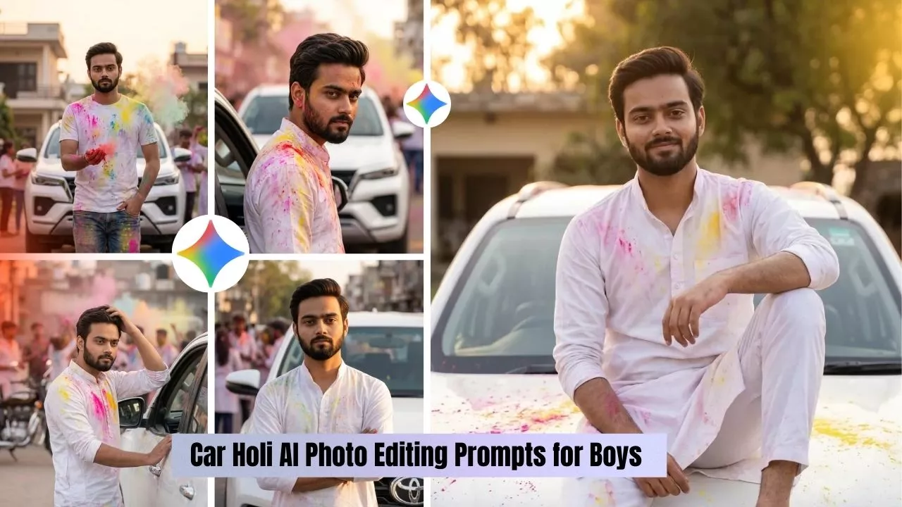 12 Luxury Car Holi AI Photo Editing Prompts for Boys 2026