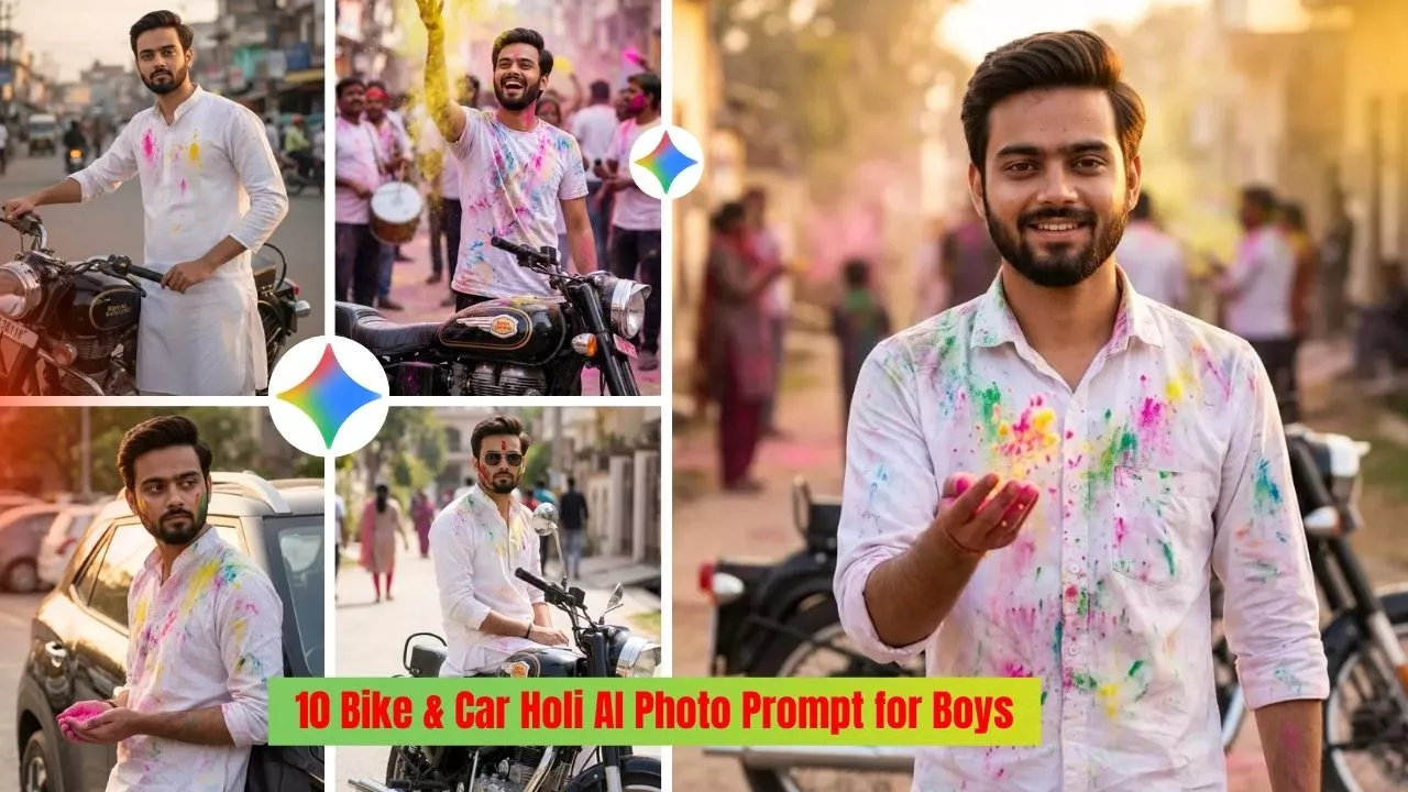 10 Bike & Car Holi AI Photo Prompt for Boys