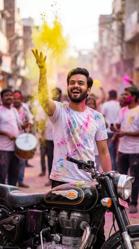 Bike & Car Holi AI Photo Prompt for Boys