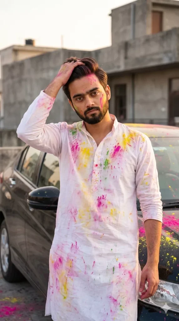 Bike & Car Holi AI Photo Prompt for Boys