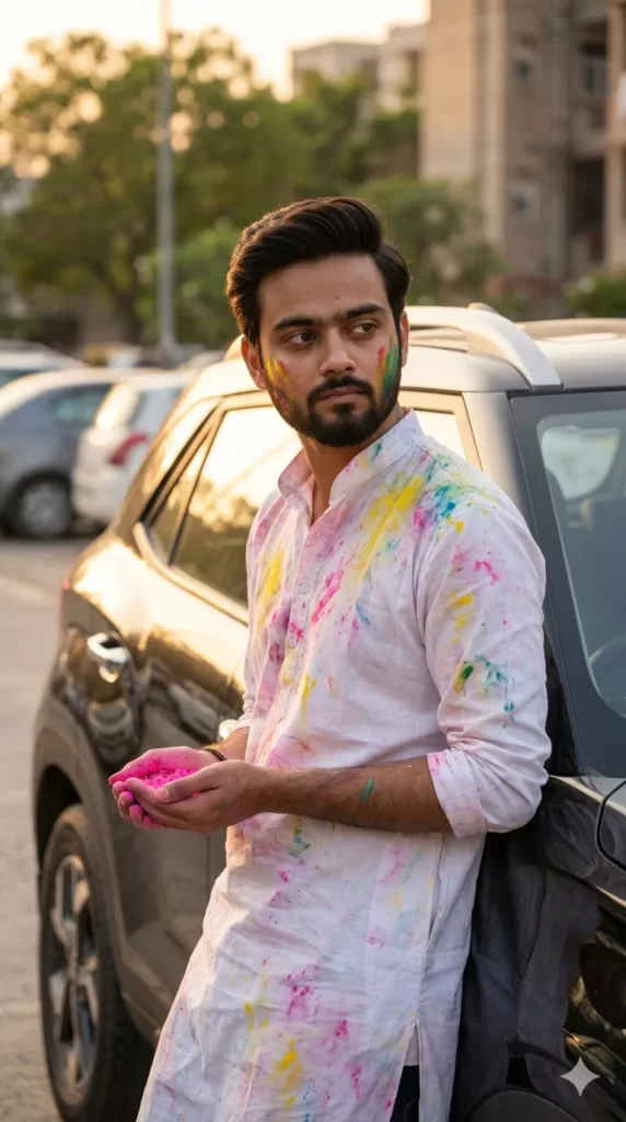 Bike & Car Holi AI Photo Prompt for Boys