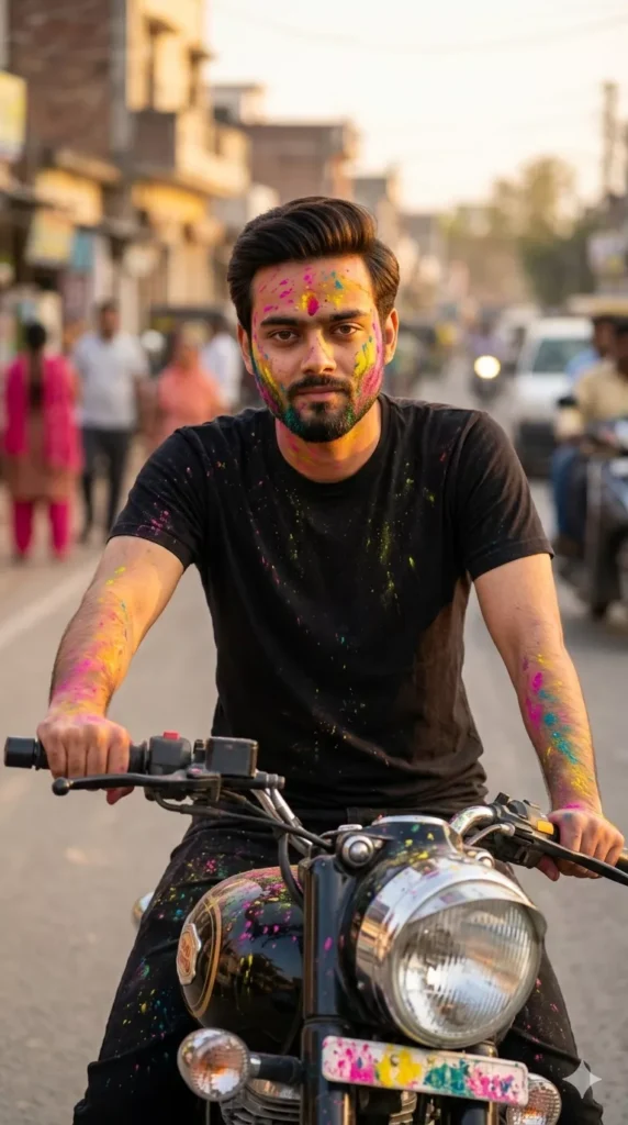 Bike & Car Holi AI Photo Prompt for Boys