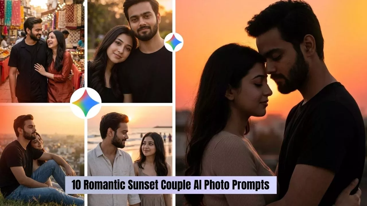10 Romantic Sunset Couple AI Photo Prompts