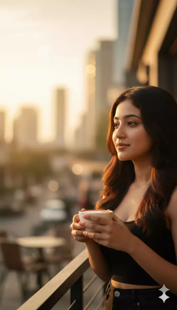 aesthetic coffee shop girl AI photo prompts