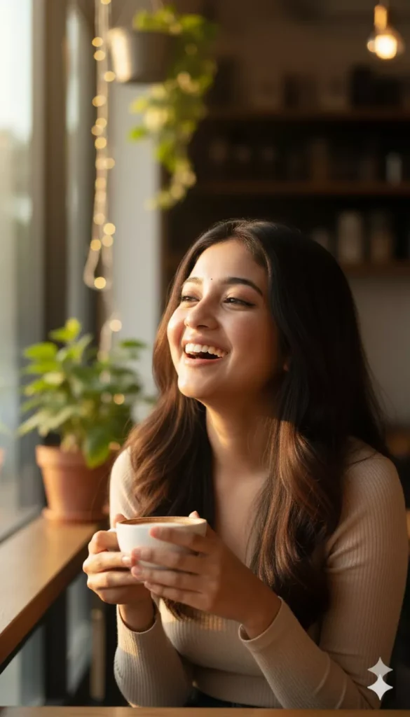 aesthetic coffee shop girl AI photo prompts