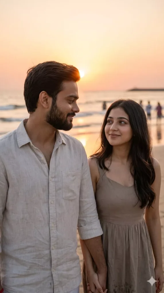 romantic sunset couple AI photo prompts