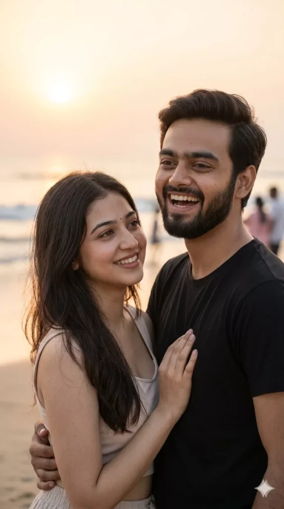 romantic sunset couple AI photo prompts