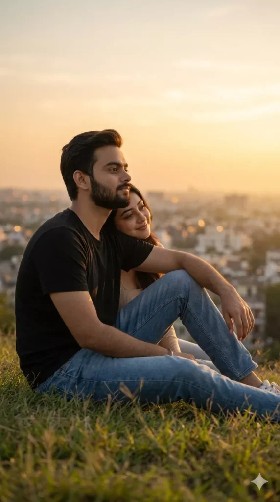 romantic sunset couple AI photo prompts