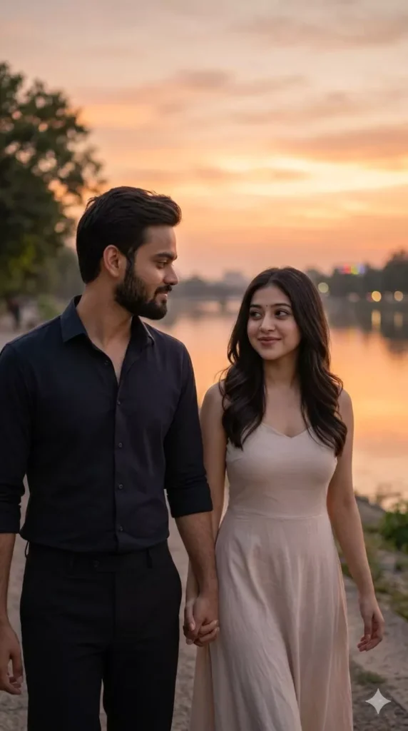 romantic sunset couple AI photo prompts