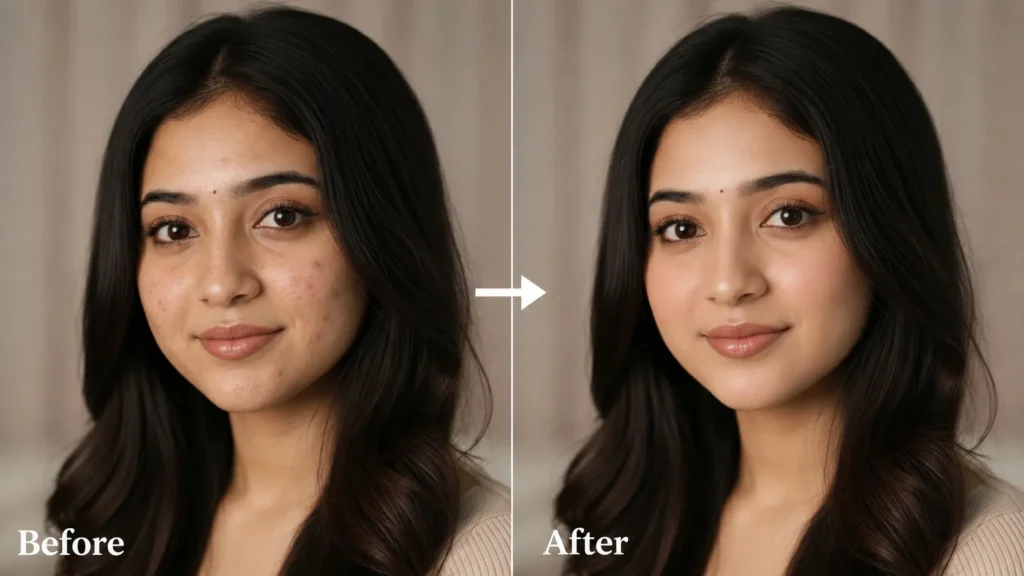 Remove Acne From Photo Using AI Prompt 