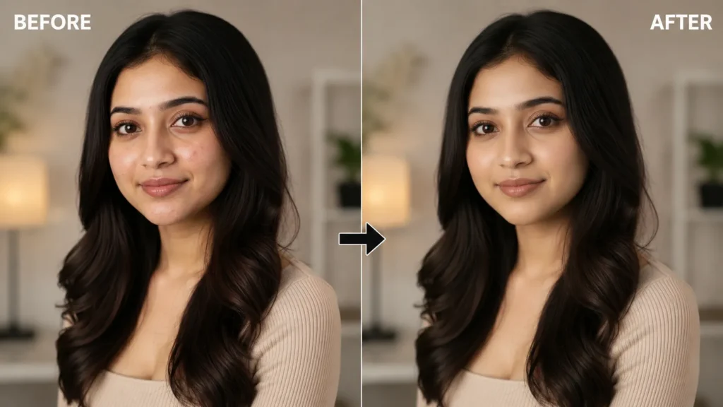 Remove Acne From Photo Using AI Prompt 
