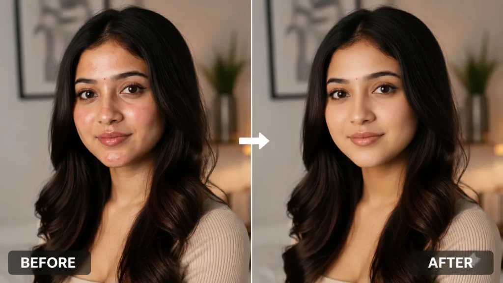 Remove Acne From Photo Using AI Prompt 