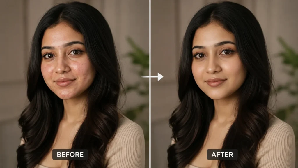 Remove Acne From Photo Using AI Prompt 
