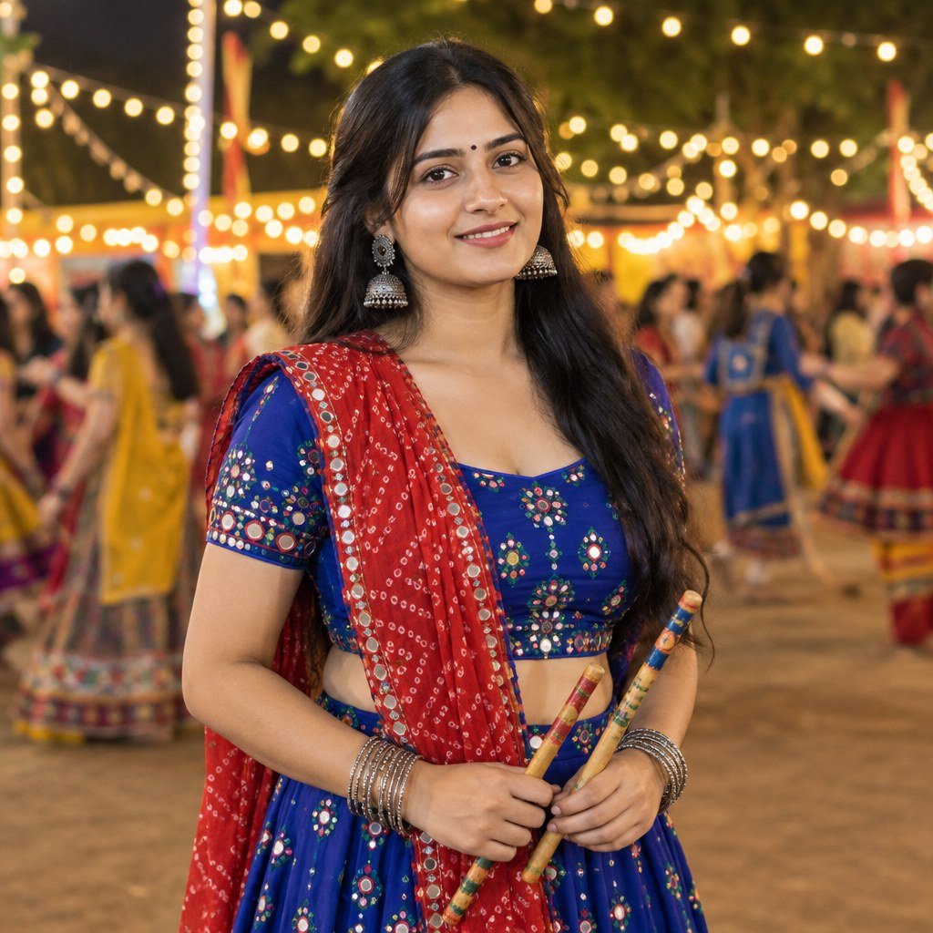 Royal Blue Garba Photo Prompt for Girls