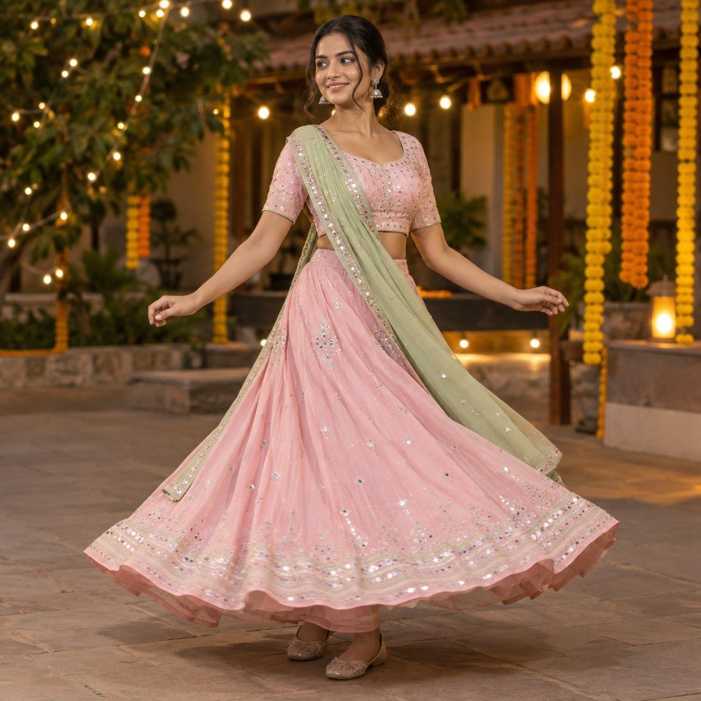 Pastel Pink Garba Twirl Photo Prompt for Girls